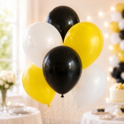 Black, White & Yellow Large Latex Balloons - 30PK
